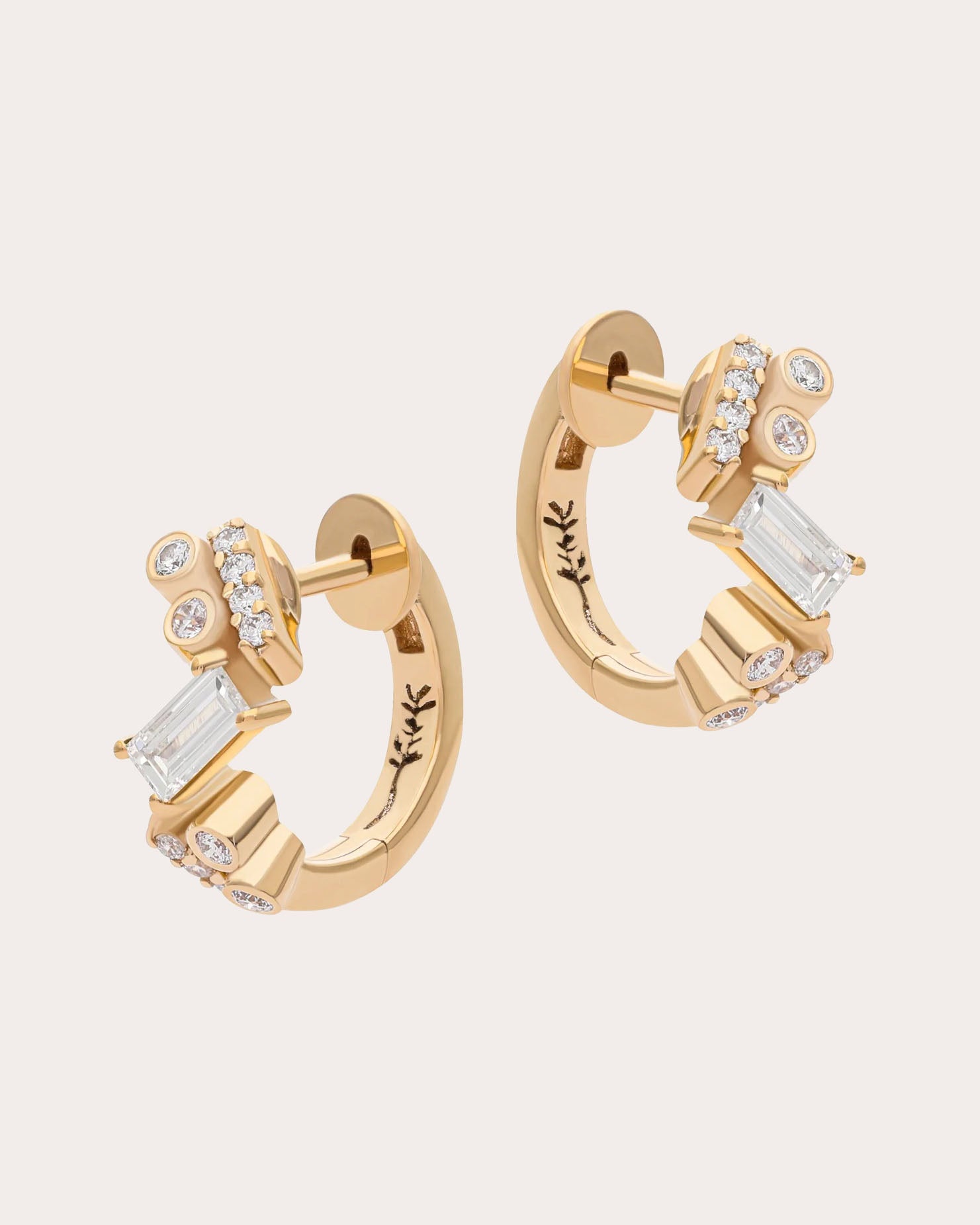 Diamond & 14k Gold Ethereal Nugget Huggie Earrings