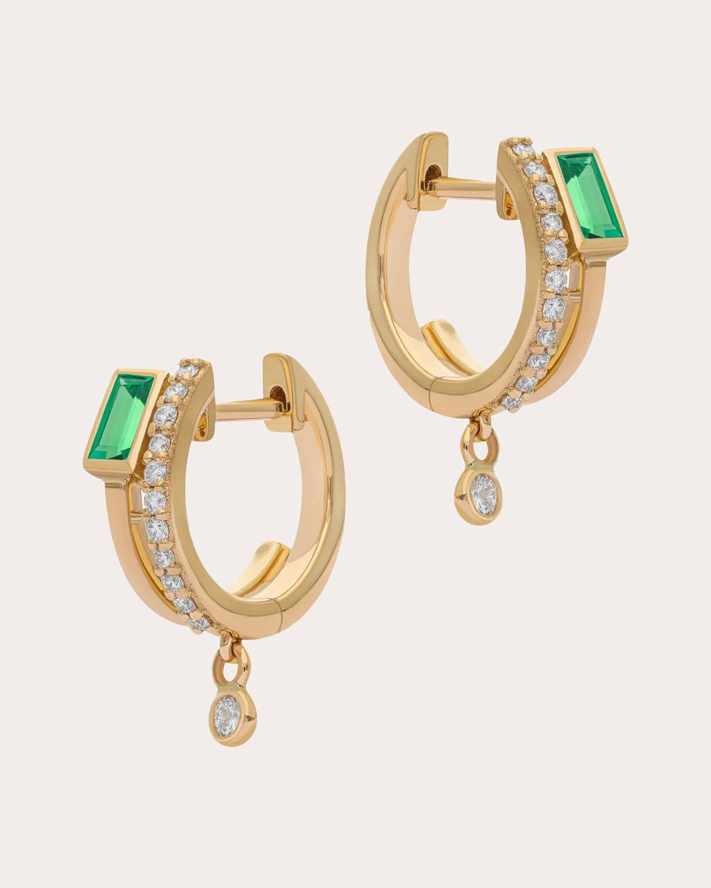 Emerald & Diamond 14k Gold Tove Huggie Earrings