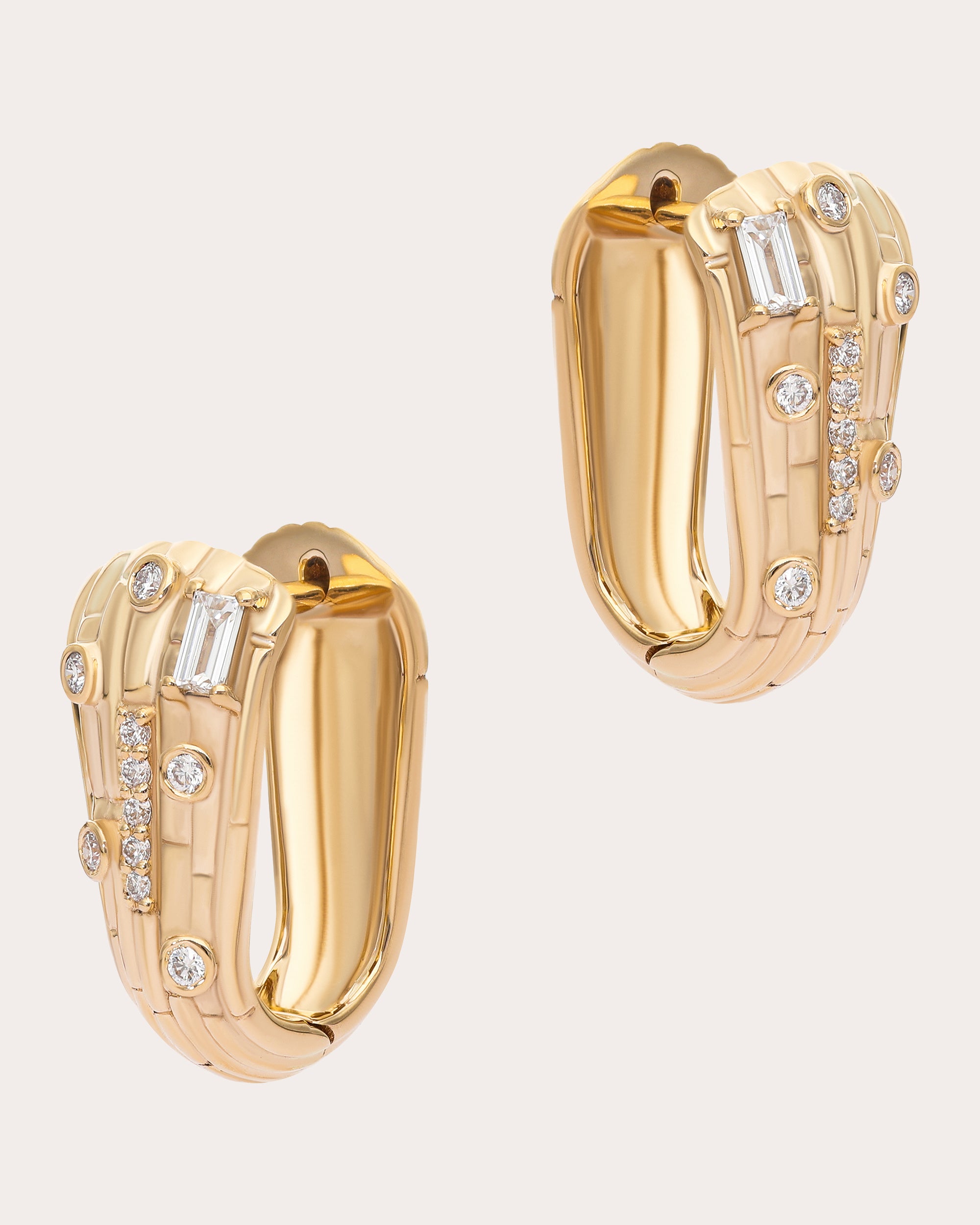 Diamond & 14k Gold Small Skyline Hoop Earrings