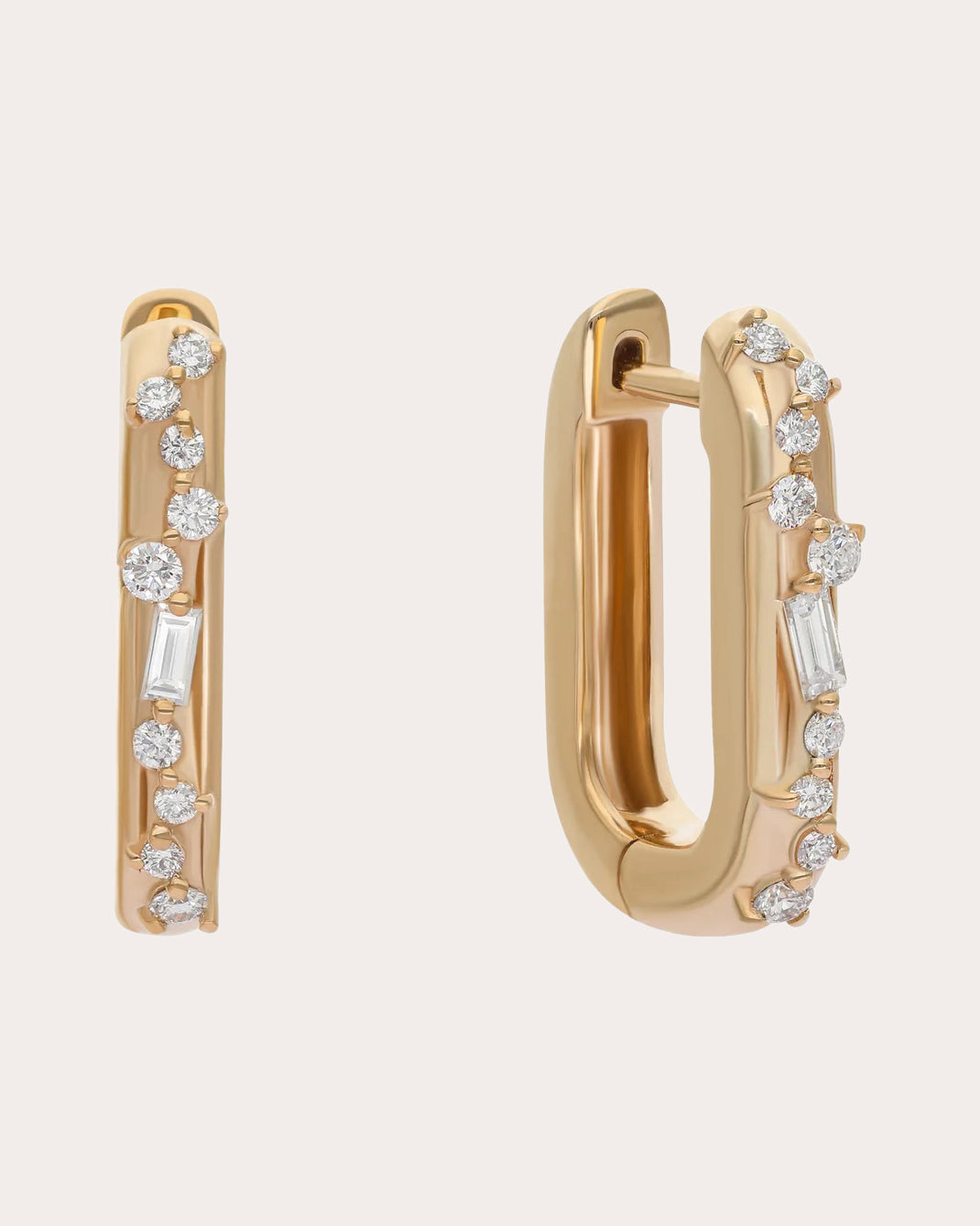 Diamond & 14k Gold Rivulet Reflections Huggie Earrings