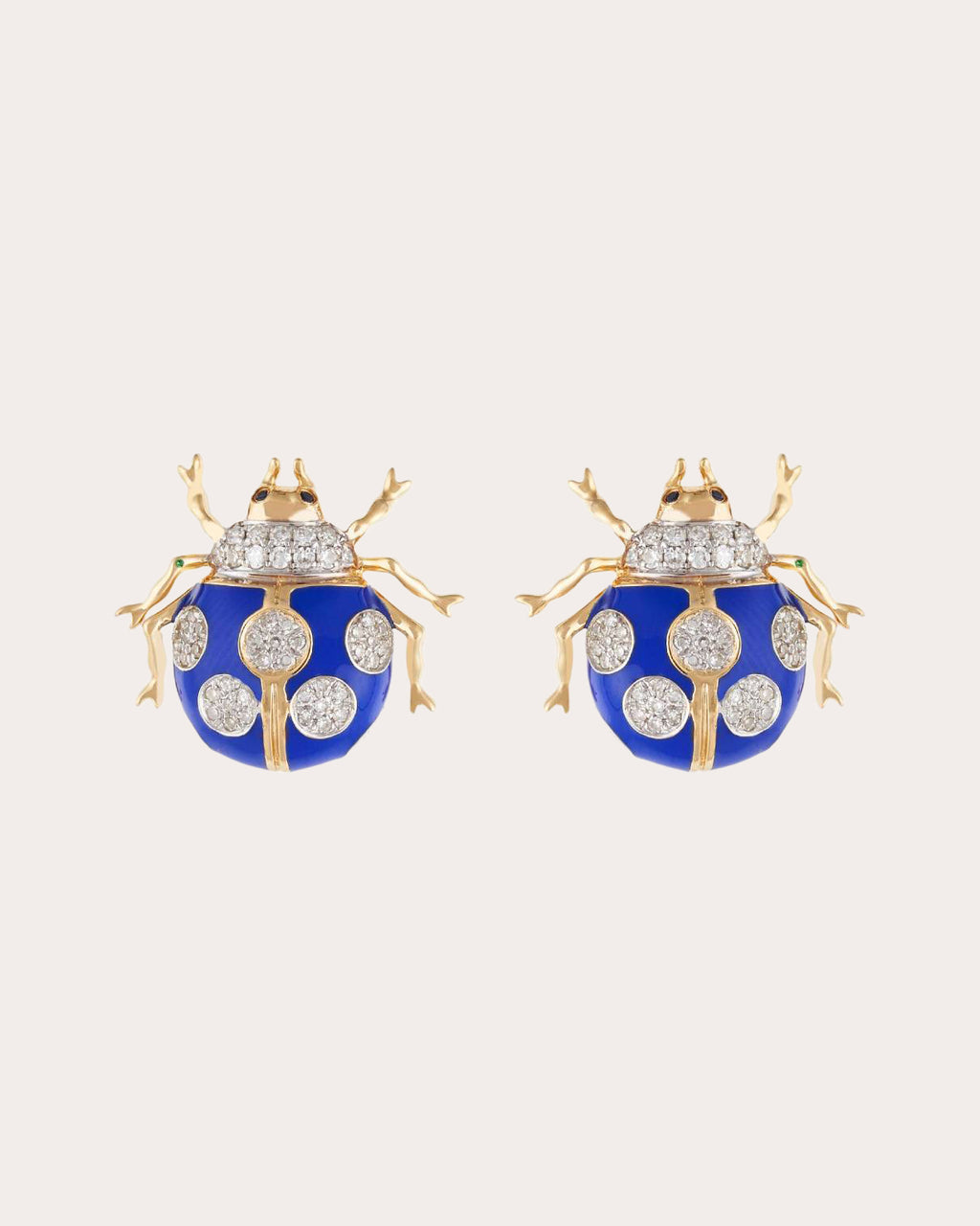 Sapphire & Diamond Blue Fauna Ladybug Stud Earrings