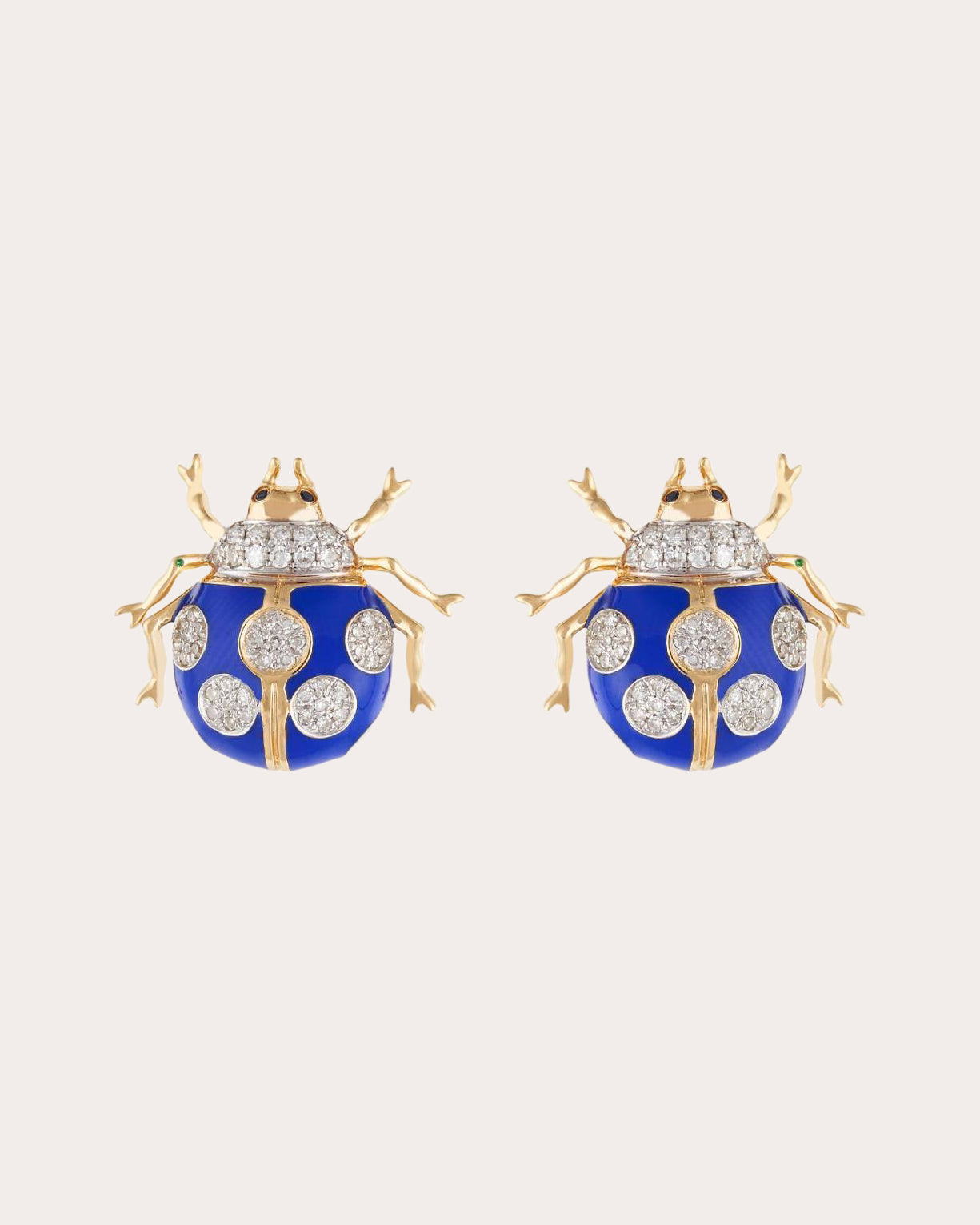 Sapphire & Diamond Blue Fauna Ladybug Stud Earrings