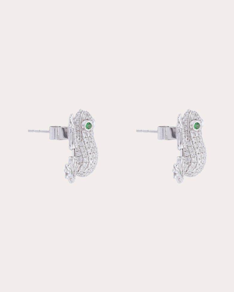 Diamond Amazonica Frog Stud Earrings