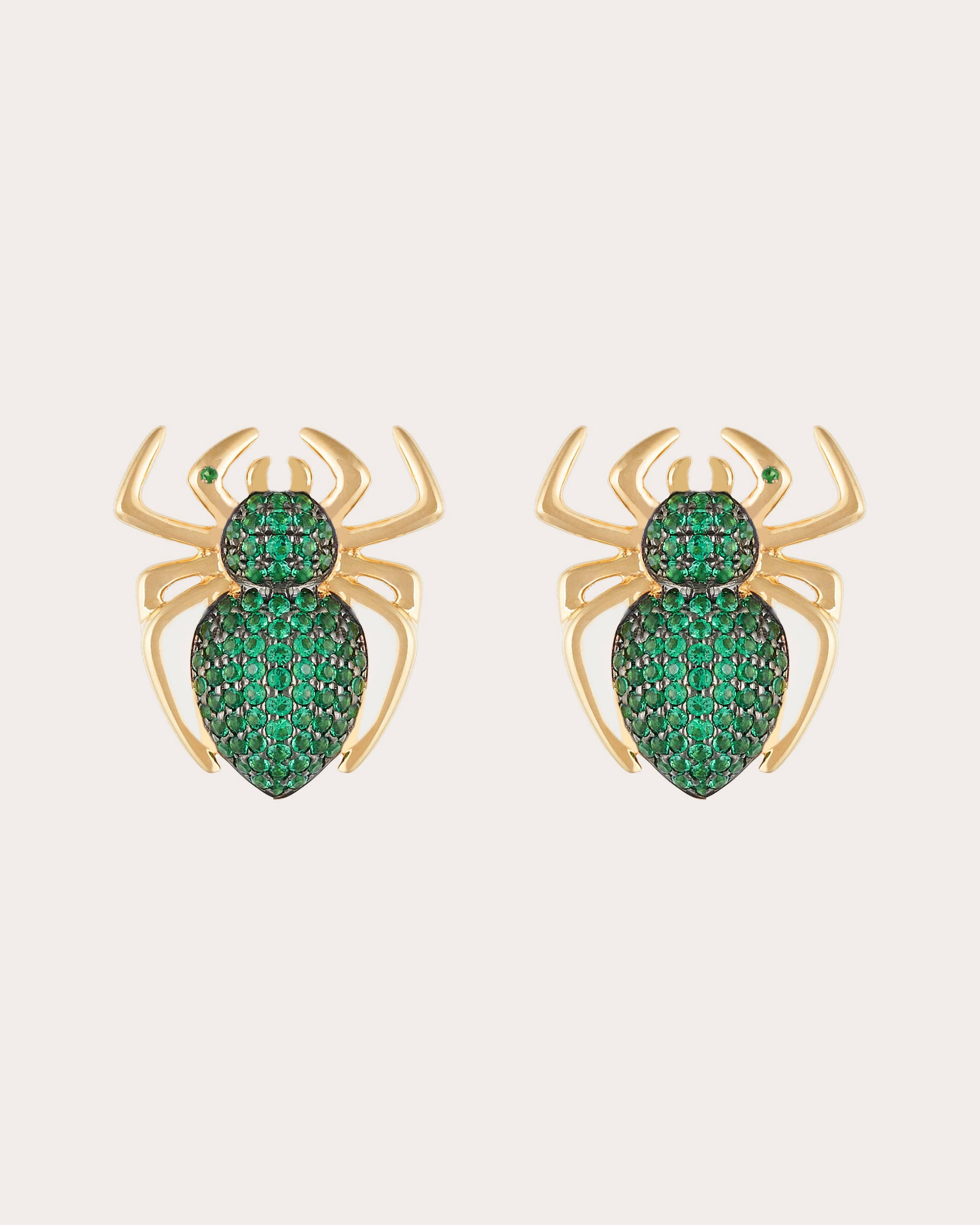 Lola 18K Gold Green Spinel and Emerald Spider Stud Earrings