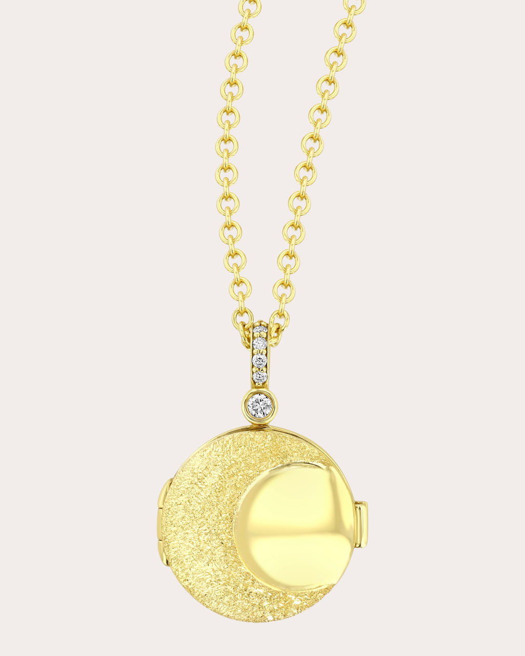 Diamond & 18k Gold Lunar Locket Necklace