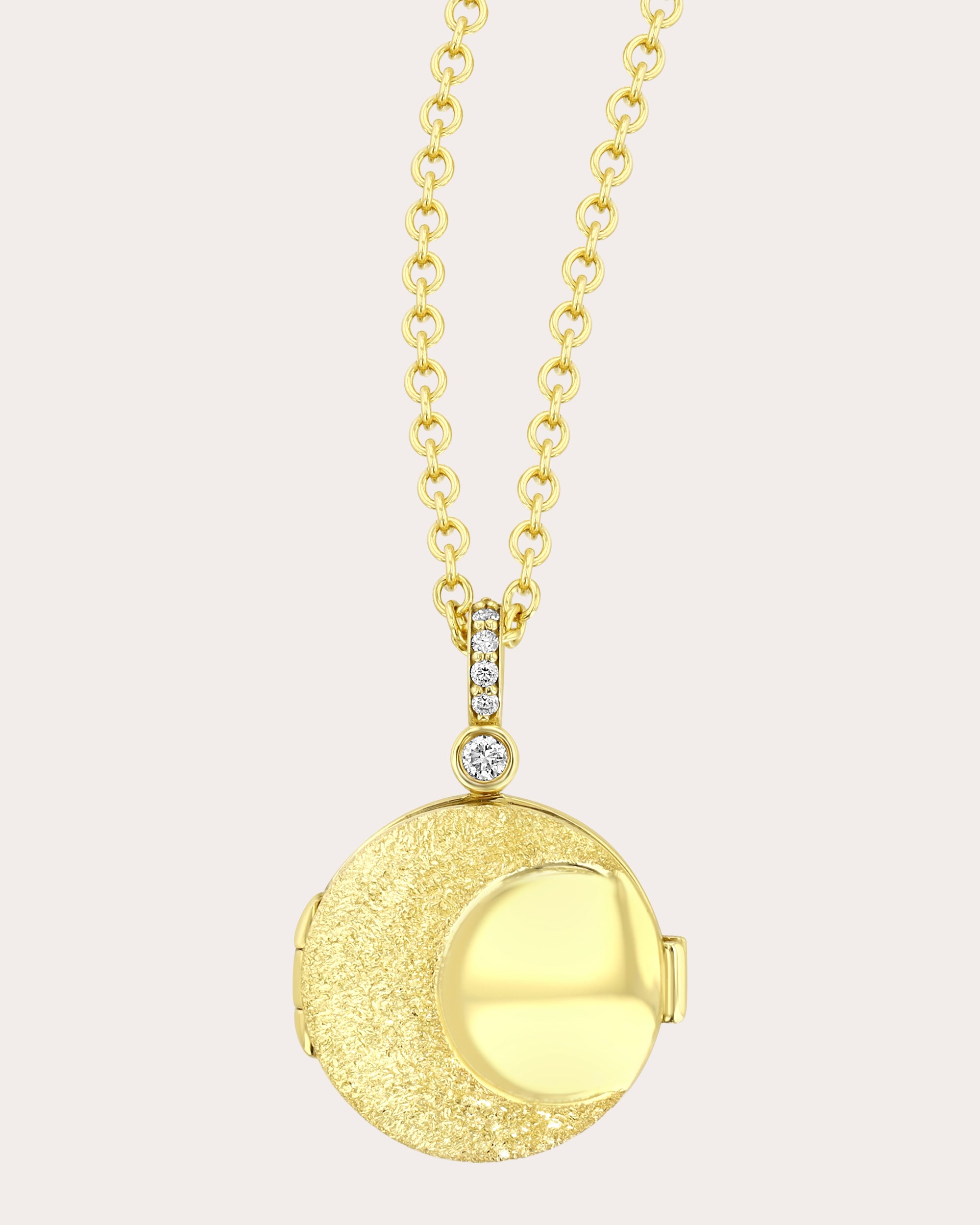 Diamond & 18k Gold Lunar Locket Necklace