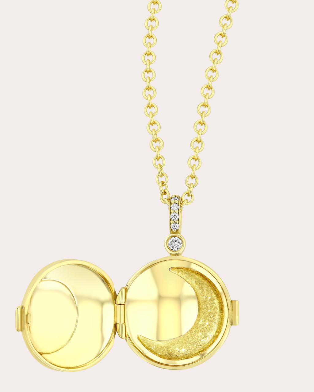 Diamond & 18k Gold Lunar Locket Necklace