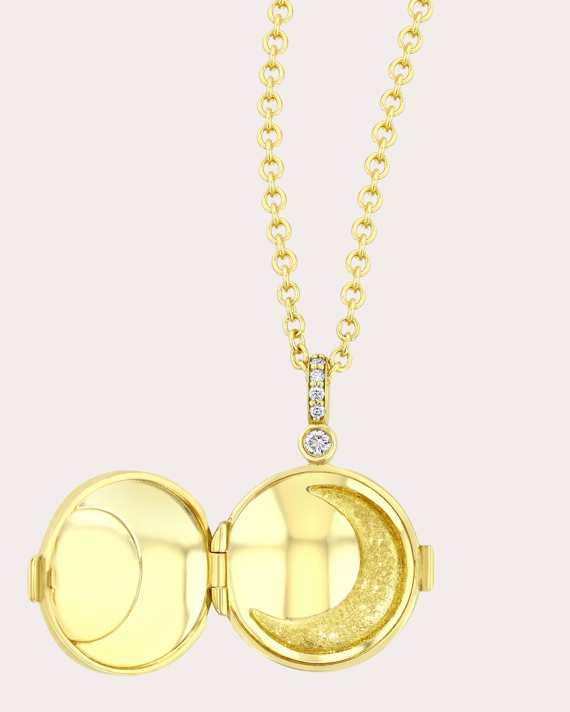 Diamond & 18k Gold Lunar Locket Necklace