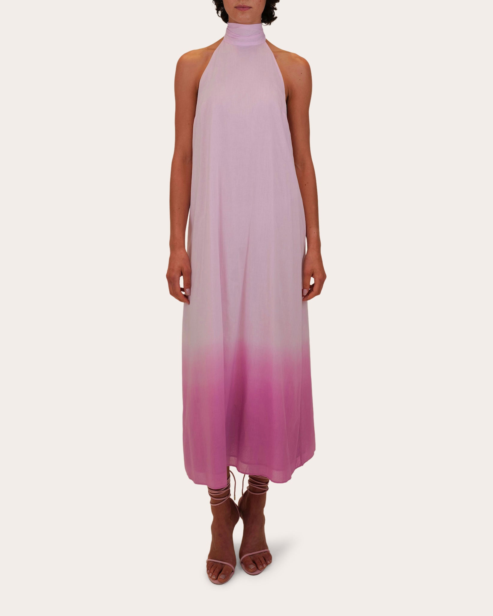Meera Dip-Dye Voile Halter Midi Dress