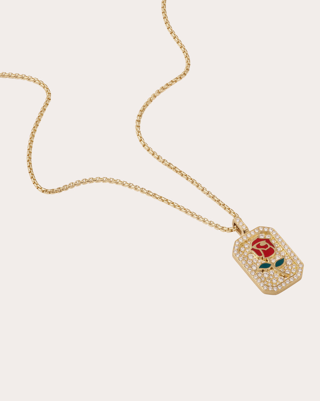 Diamond & 18k Gold Rose Antique Pendant Necklace