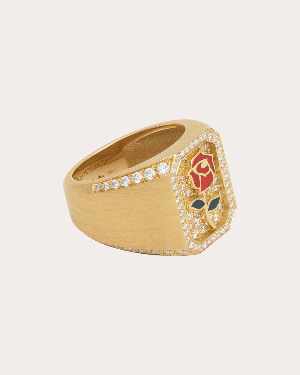 Diamond & 18k Gold Rose Antique Signet Ring