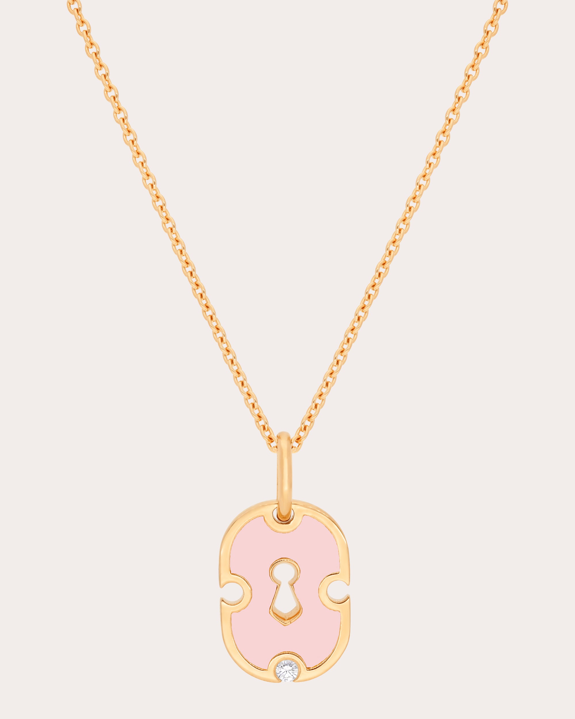 Pink Ceramic & Diamond Unlock Pendant Necklace