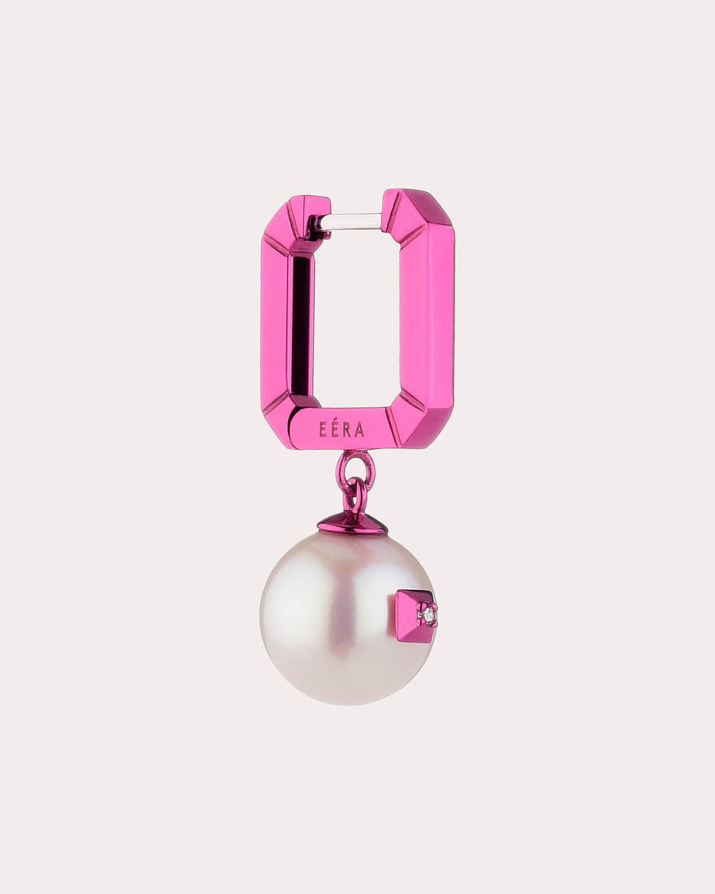 Pearl & Diamond Painted Mini Octagon Hoop Earring