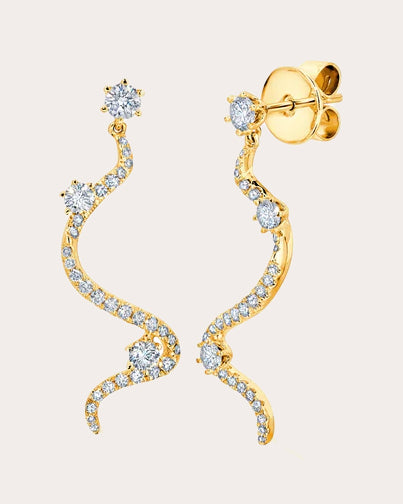 Diamond & 18k Gold Mega Swirl Drop Earrings