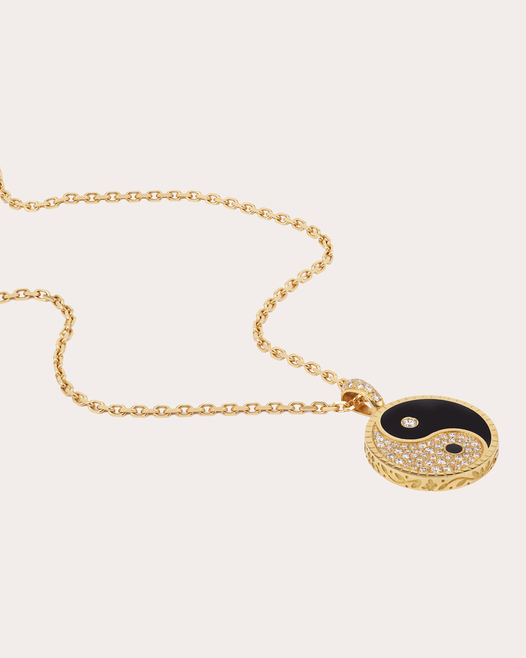 Diamond & 18k Gold Large Yin Yang Pendant Necklace