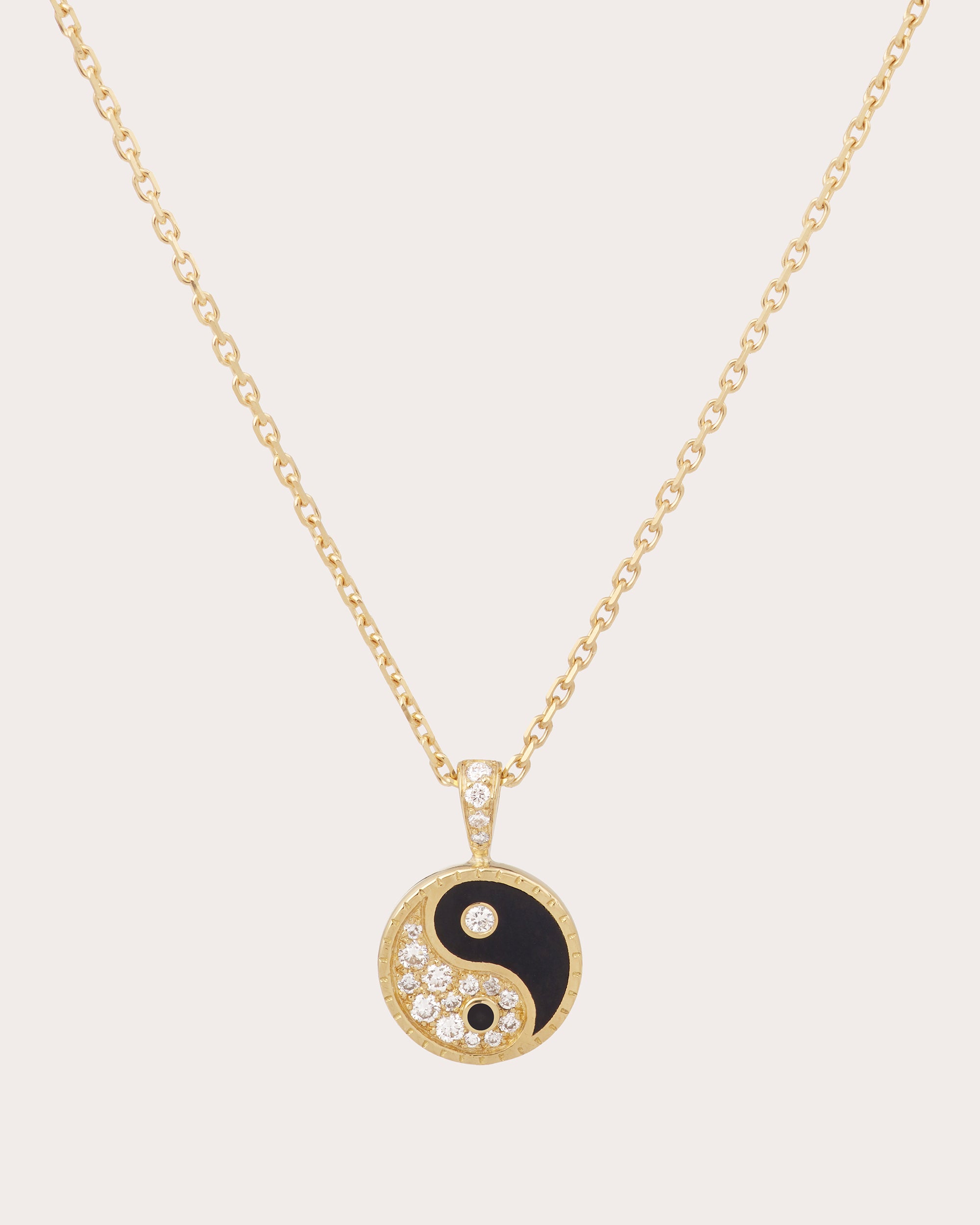 Diamond & 18k Gold Small Yin Yang Pendant Necklace