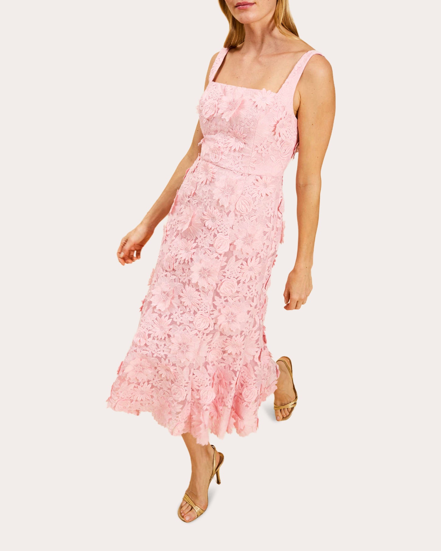 Manila Floral Lace Flared Midi Dress