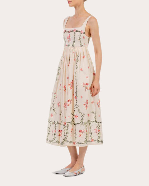Barbara Cauca Embroidered Cotton Midi Dress