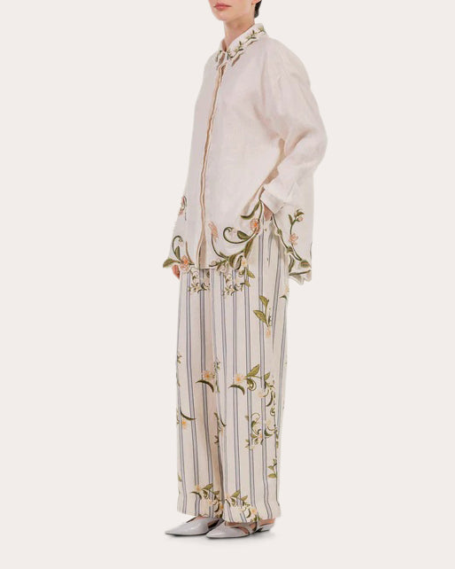 Cecilia Valle Embroidered Linen Shirt