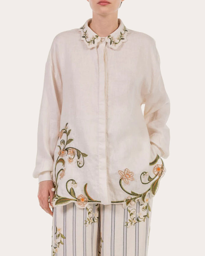 Cecilia Valle Embroidered Linen Shirt