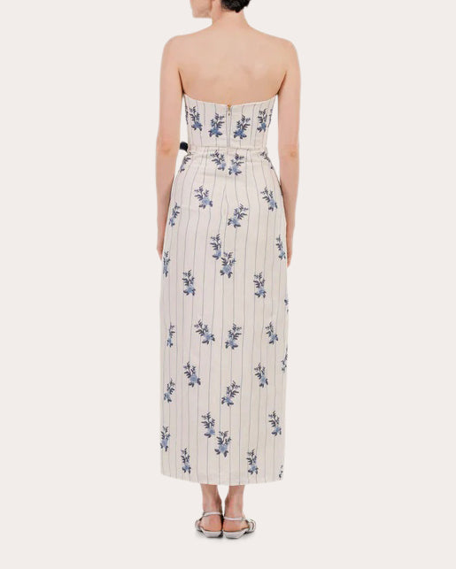 Cinefila Valle Embroidered Linen Maxi Dress