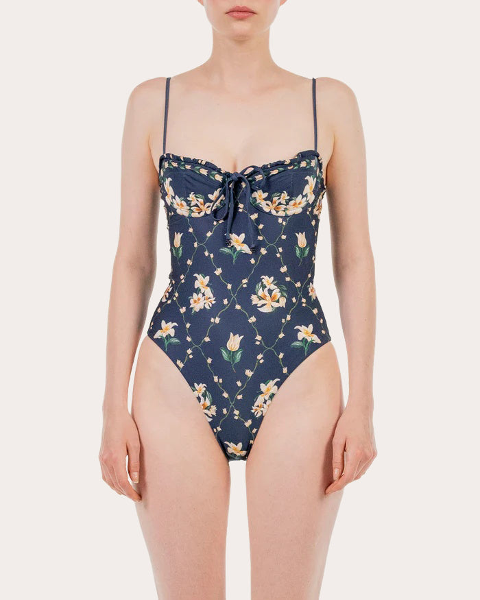 Ébano Promesa Ruffle Bustier One-Piece