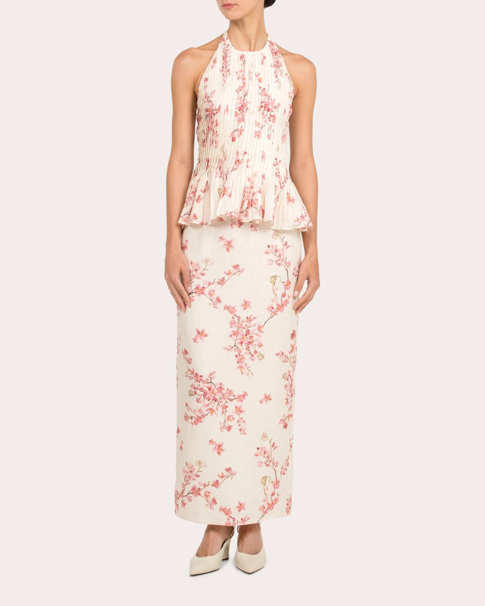 Caña Cauca Pleated Linen Halter Top