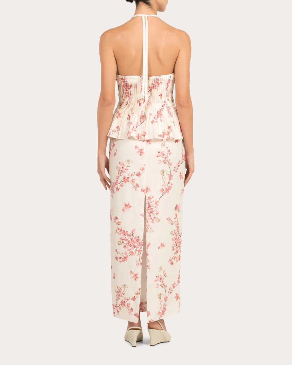 Caña Cauca Pleated Linen Halter Top