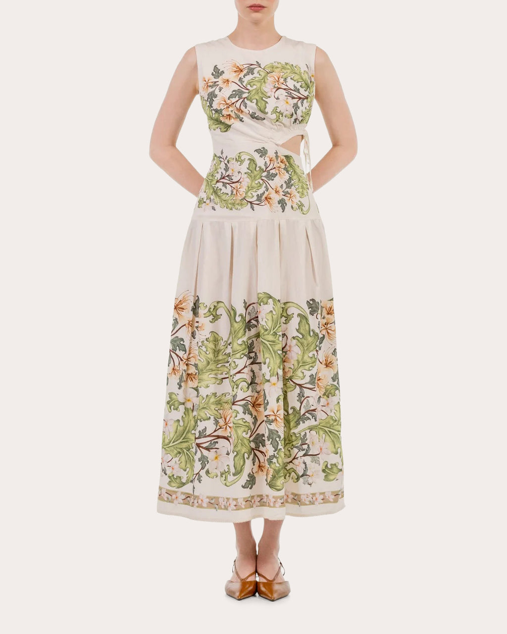 Otoño Anhelo Poplin Drop-Waist Midi Dress