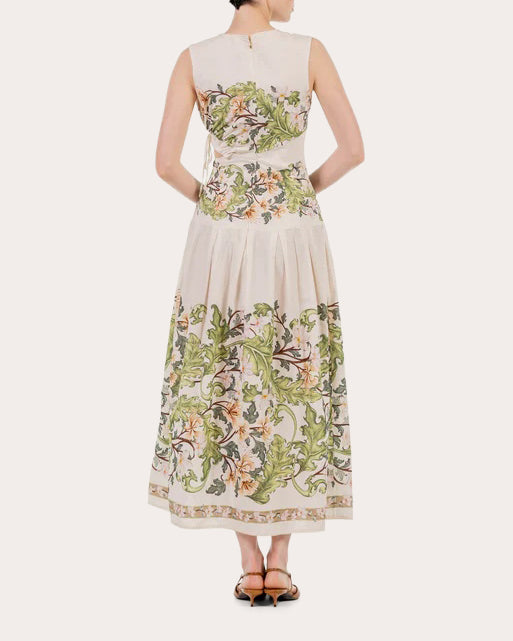 Otoño Anhelo Poplin Drop-Waist Midi Dress