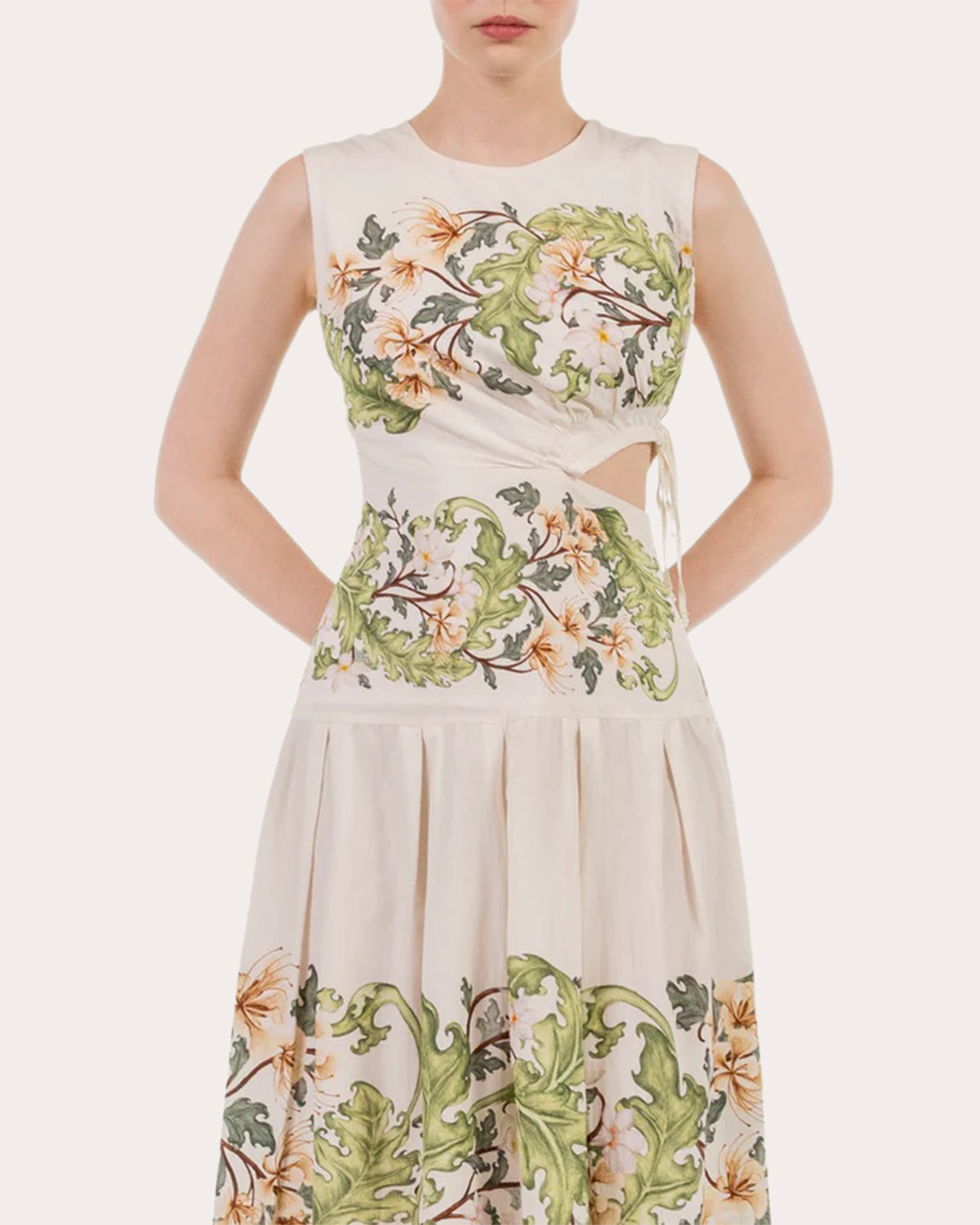 Otoño Anhelo Poplin Drop-Waist Midi Dress