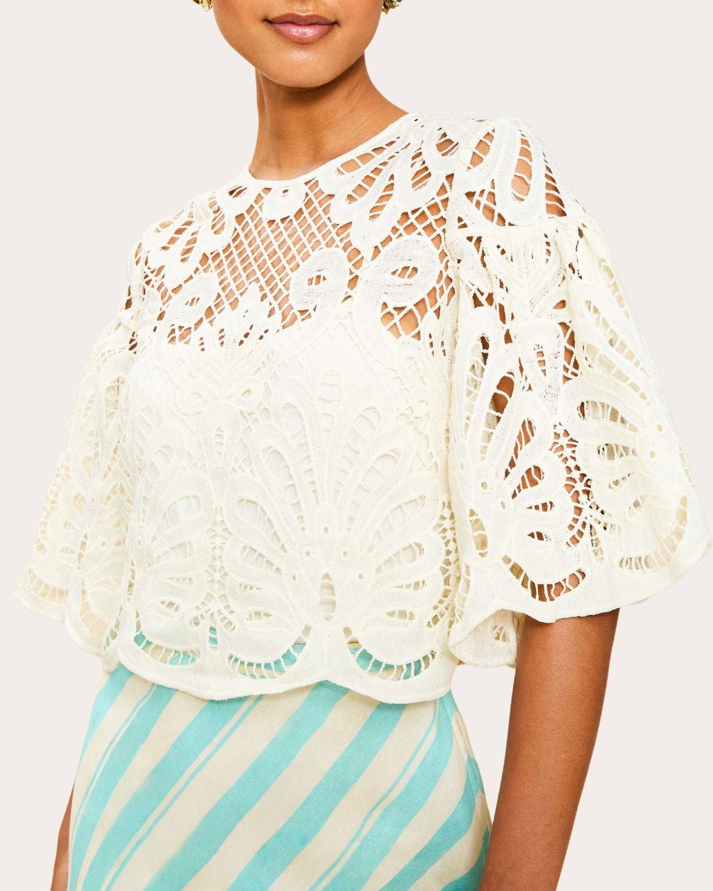 Marianna Scalloped Lace Crop Top