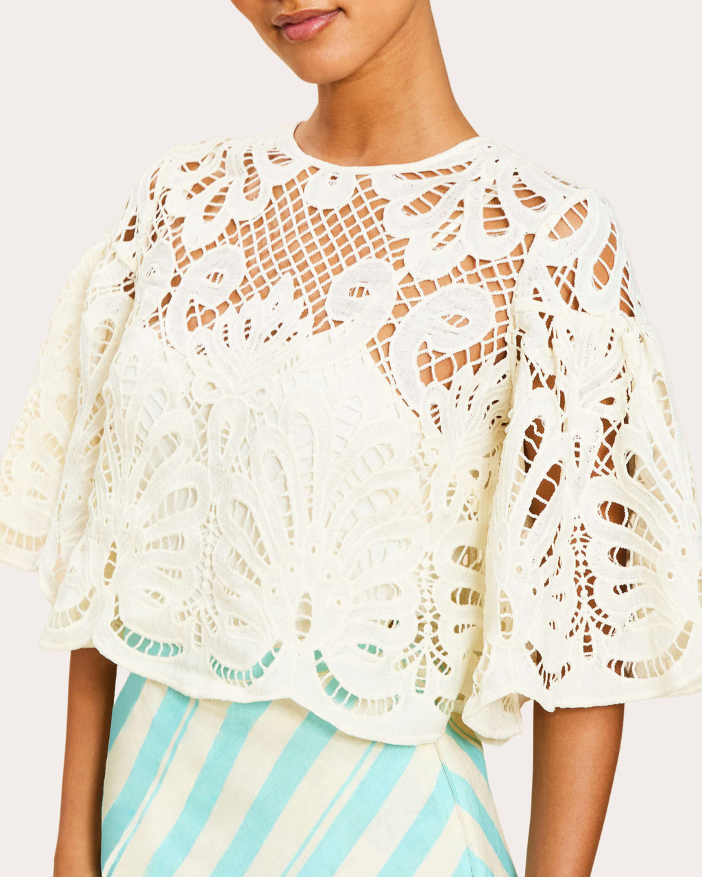 Marianna Scalloped Lace Crop Top