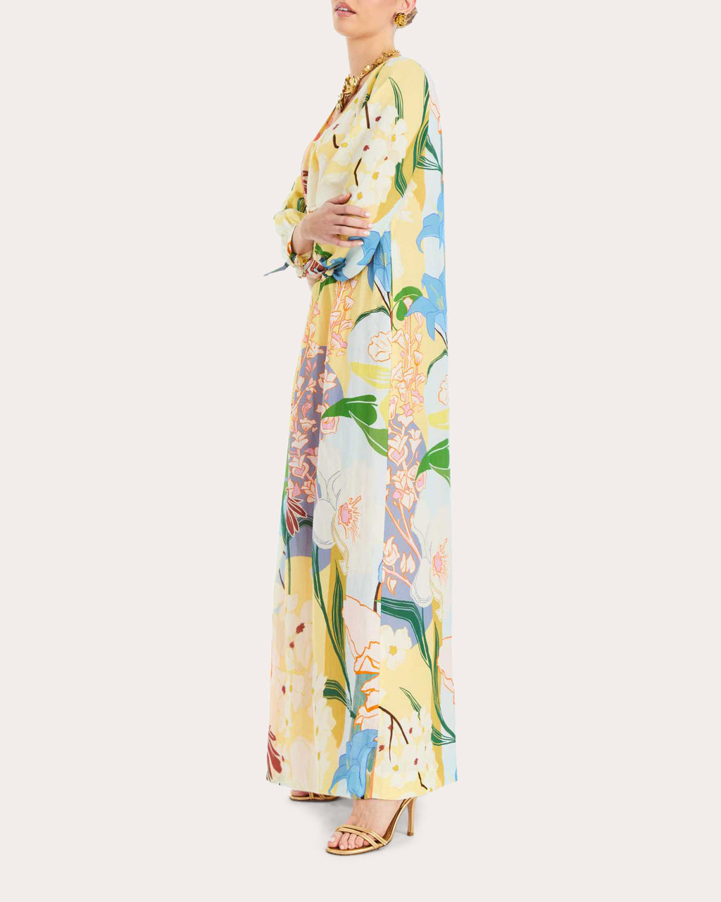 Marrakech Floral Organza Scoop Neck Gown