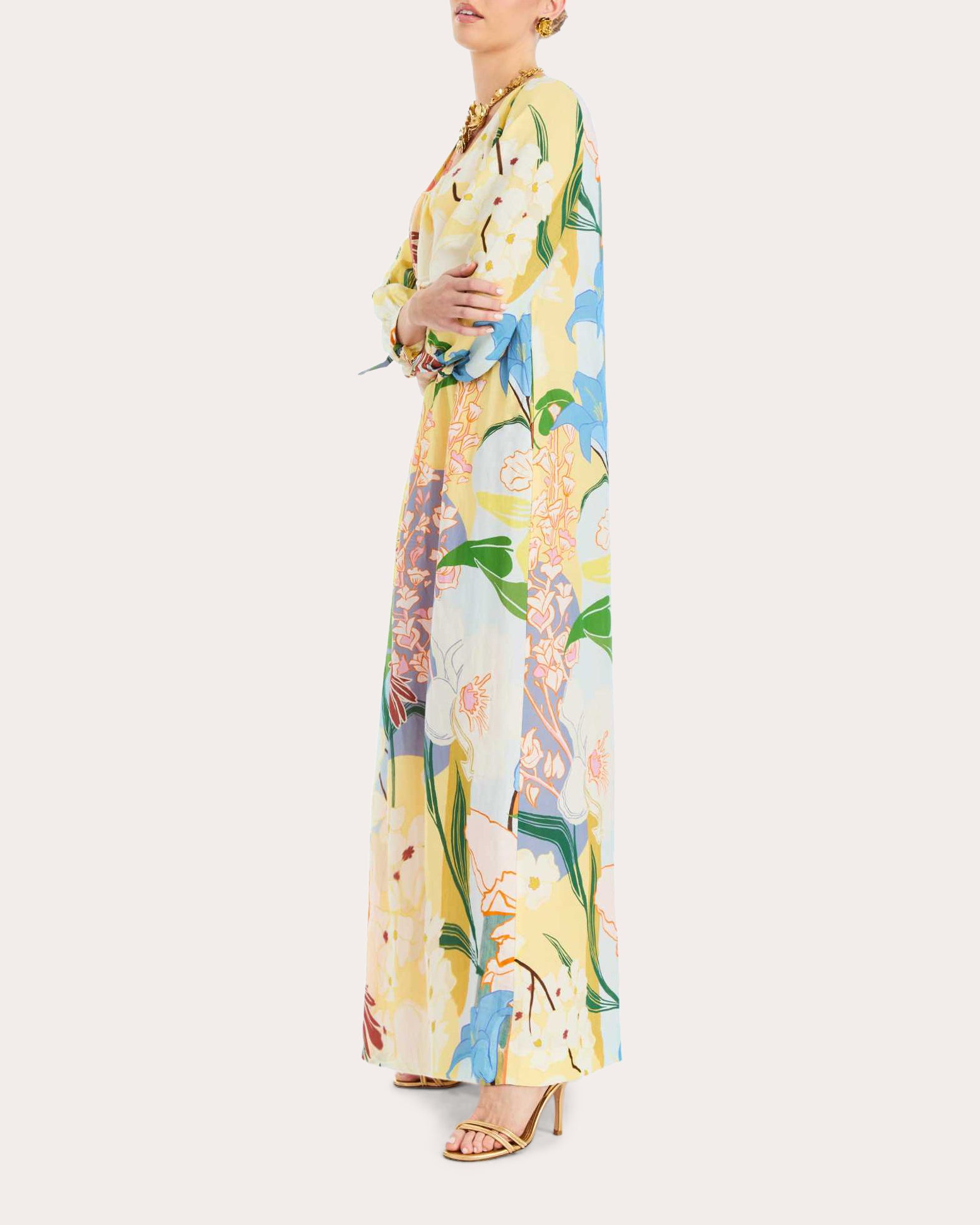 Marrakech Floral Organza Scoop Neck Gown