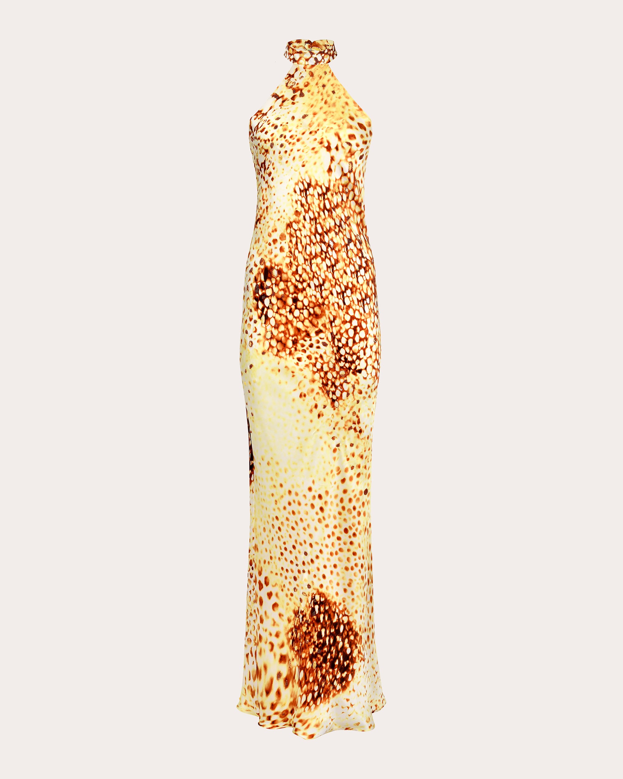Mikaela Printed Silk Halter Maxi Dress