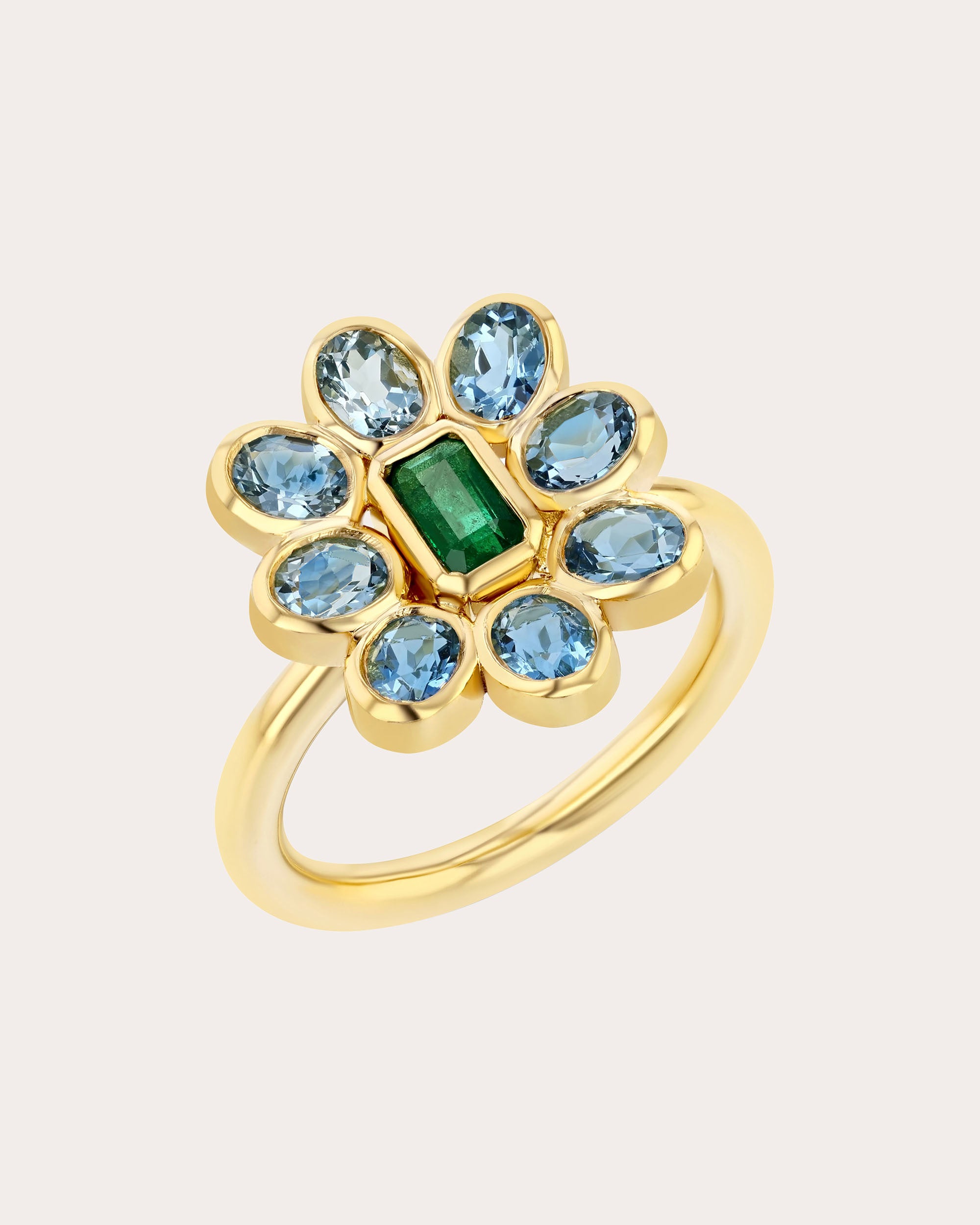 Aquamarine & Emerald Baby Bloom Ring