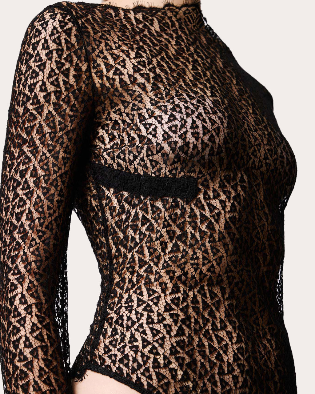 Mireille Sheer Chantilly Lace Bodysuit