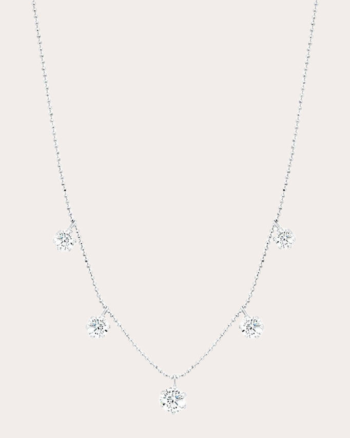 Diamond & 18k White Gold Large Floating Station Necklace