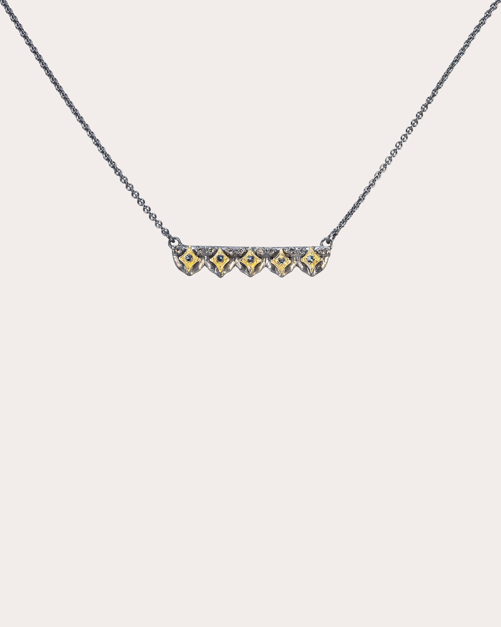 Topaz & Diamond Blackened Crivelli Pendant Necklace