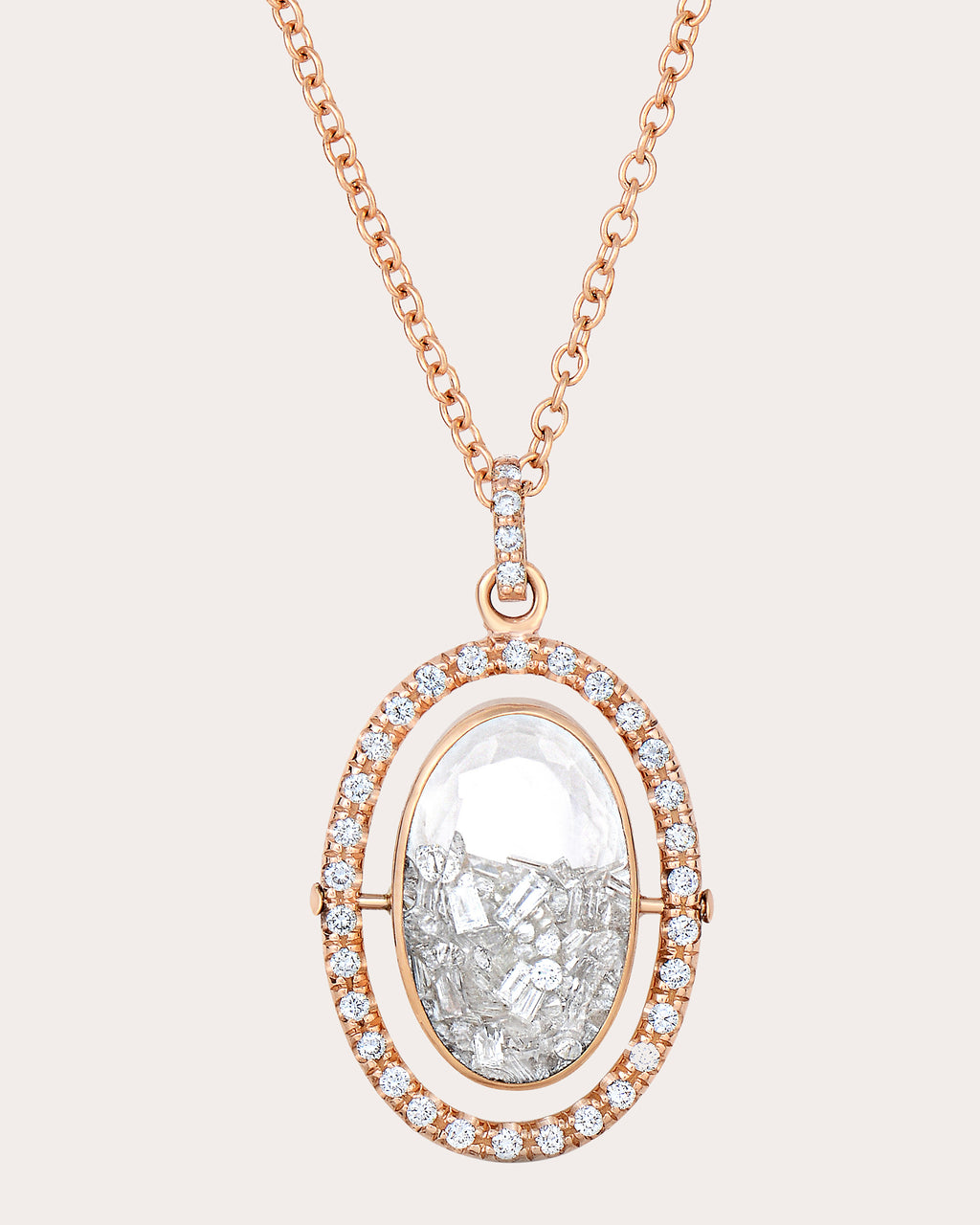 Diamond & 18k Gold Halo Shaker Pendant Necklace