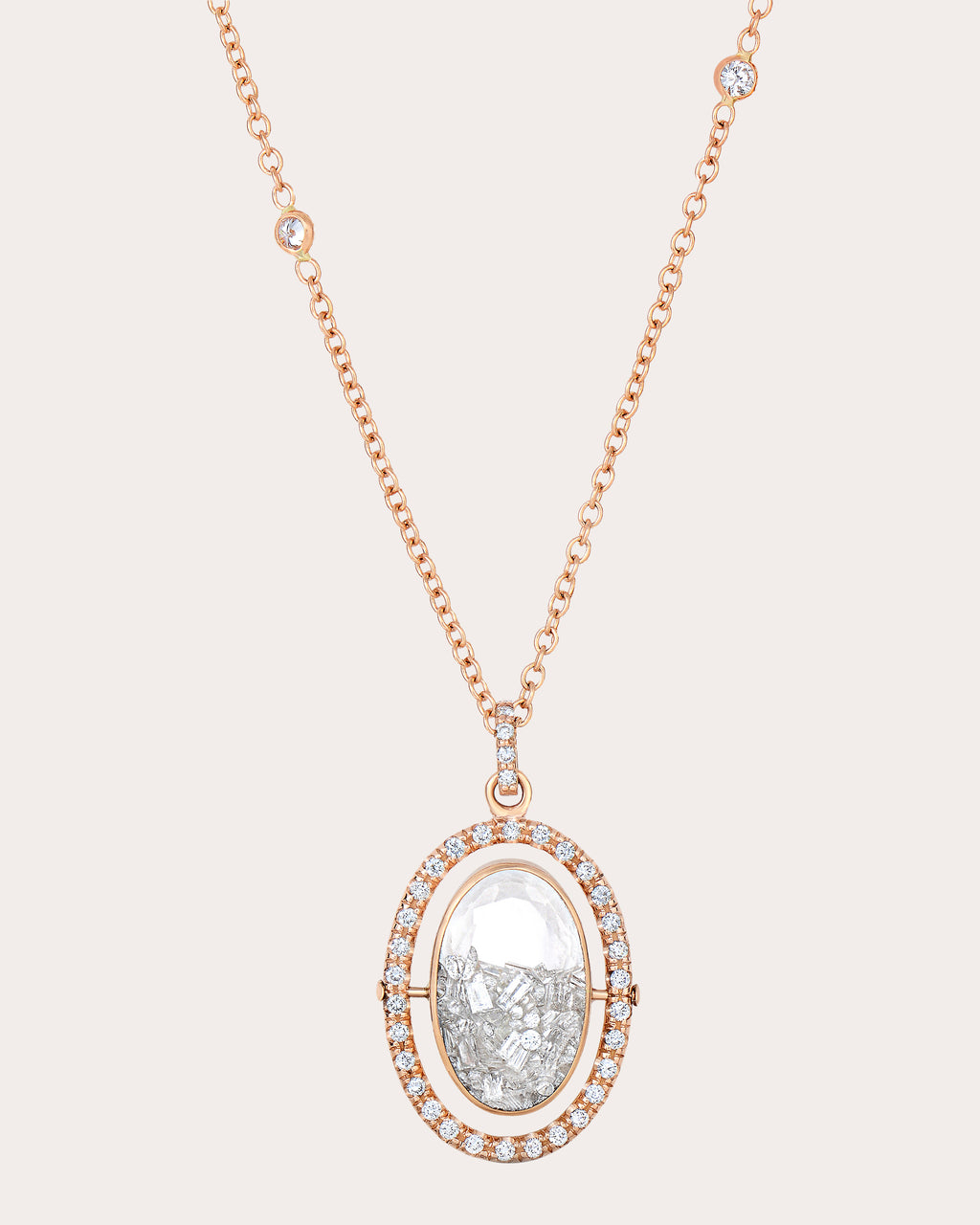 Diamond & 18k Gold Halo Shaker Pendant Necklace