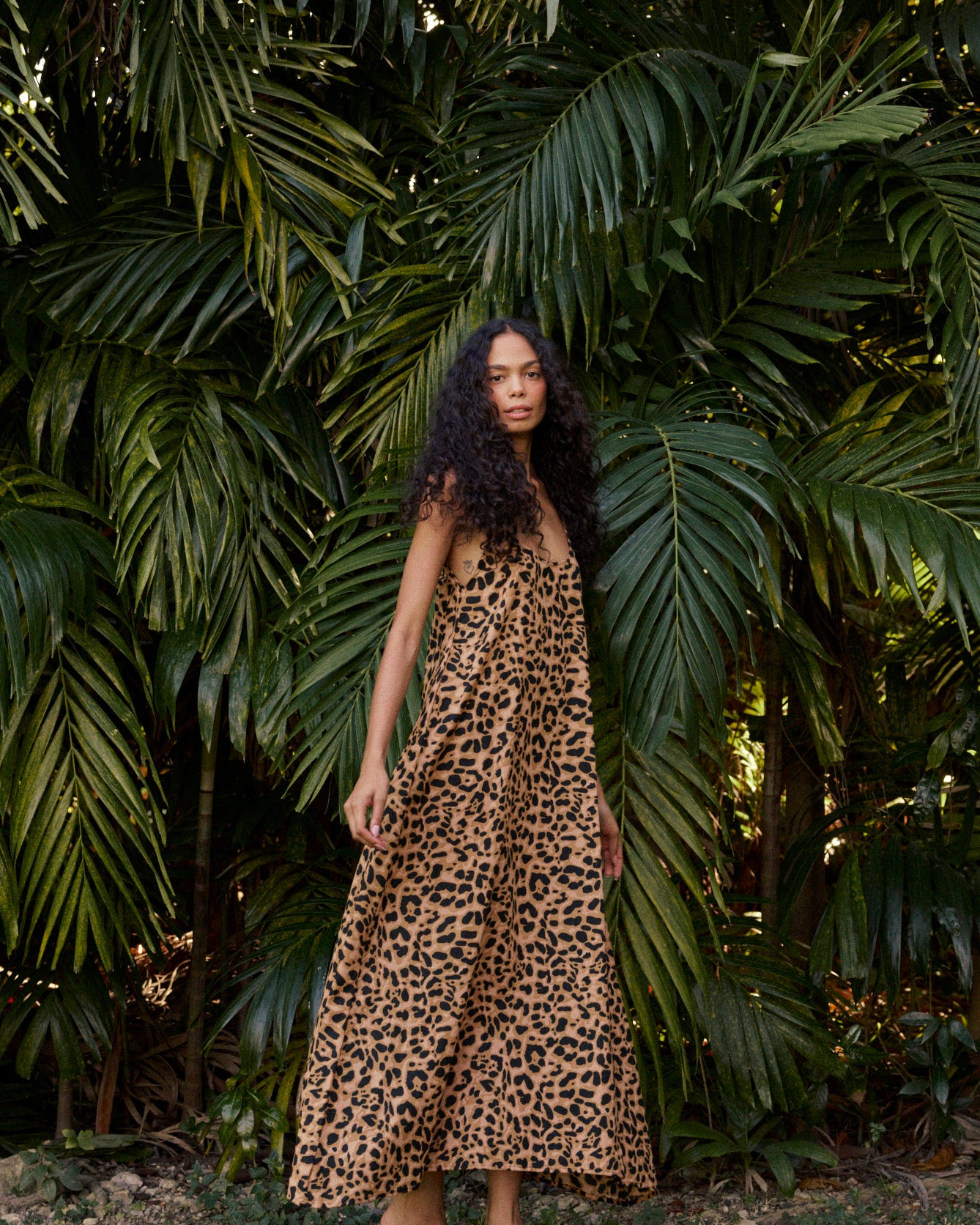Heather Leopard Cotton Maxi Slip Dress