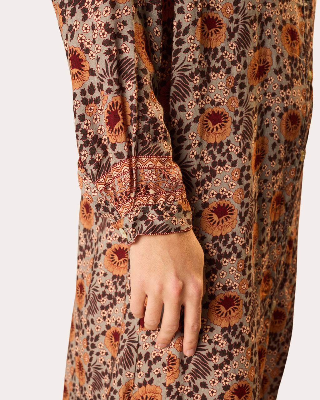 MB Floral Button-Front Midi Dress