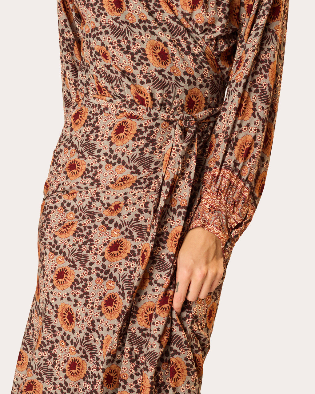 Kate Floral Gathered Wrap Maxi Dress