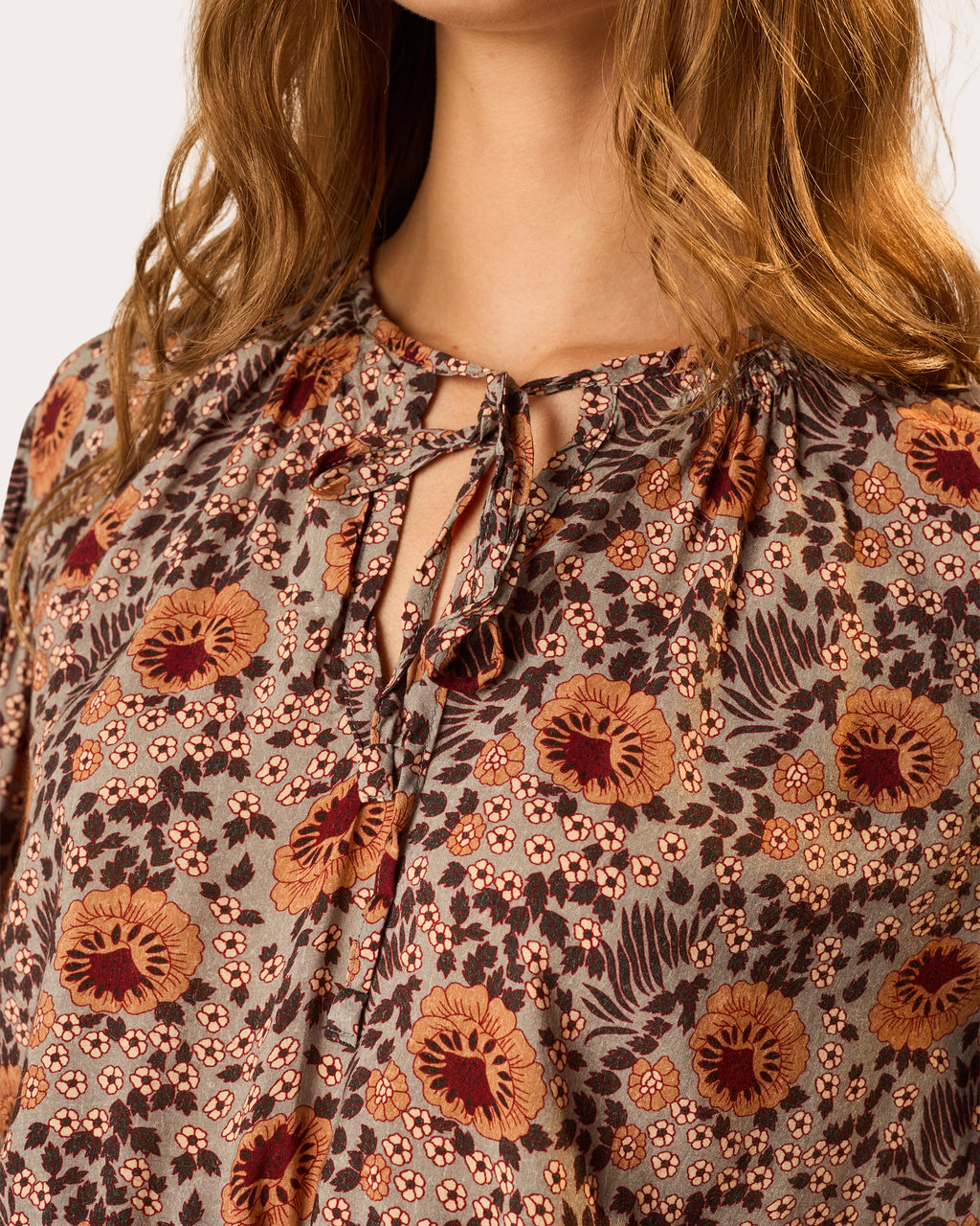 Amelia Floral Tie-Neck Crop Top