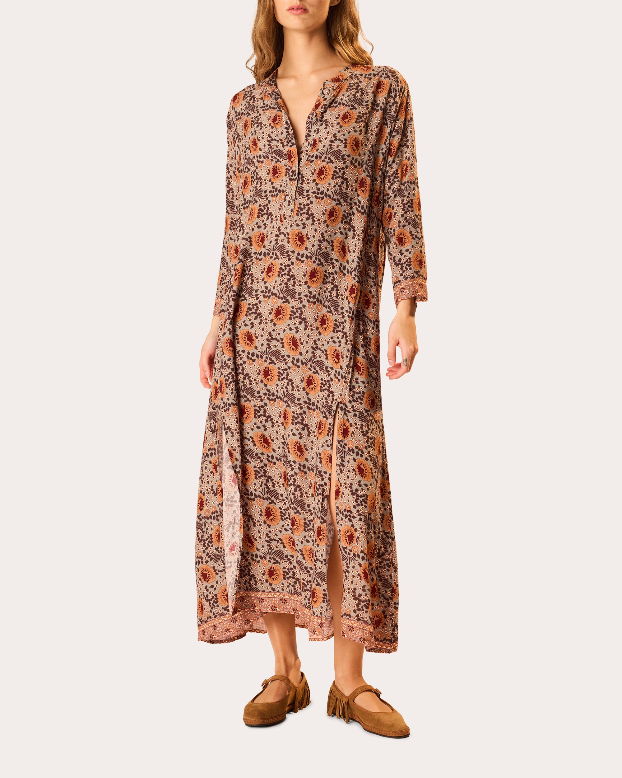 Isobel Floral Kaftan Midi Dress