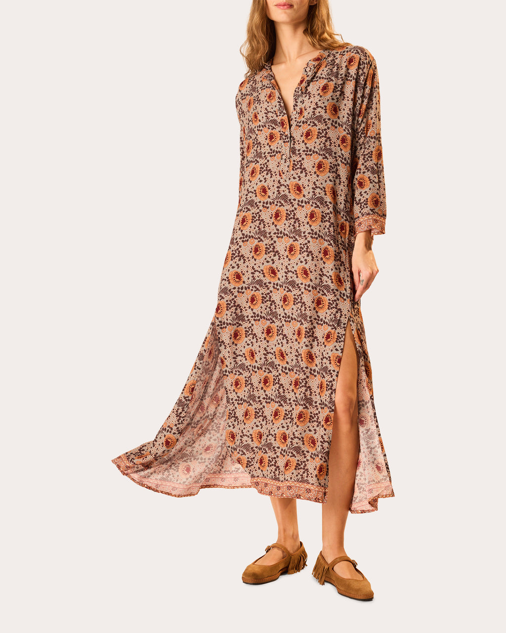 Isobel Floral Kaftan Midi Dress