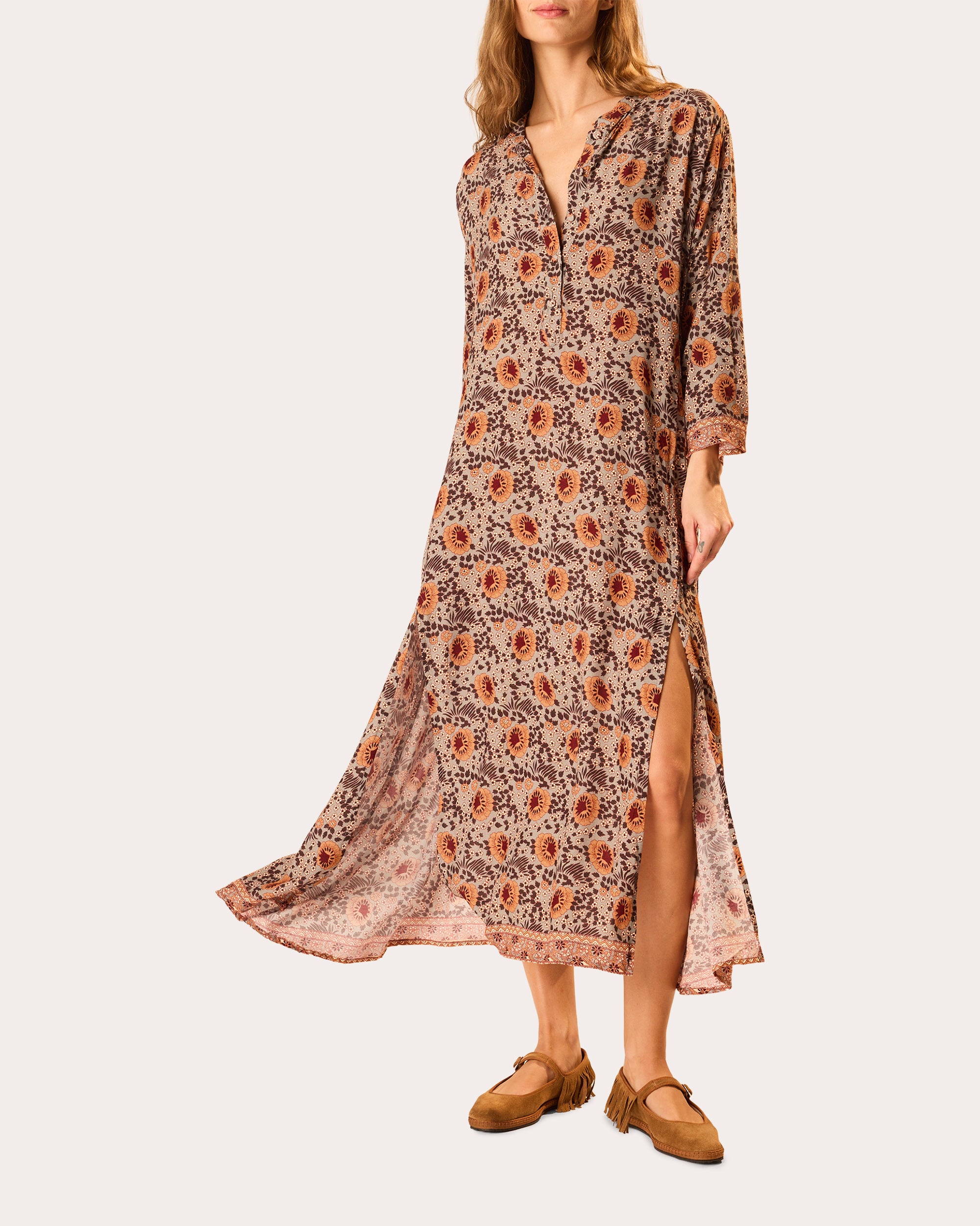Isobel Floral Kaftan Midi Dress