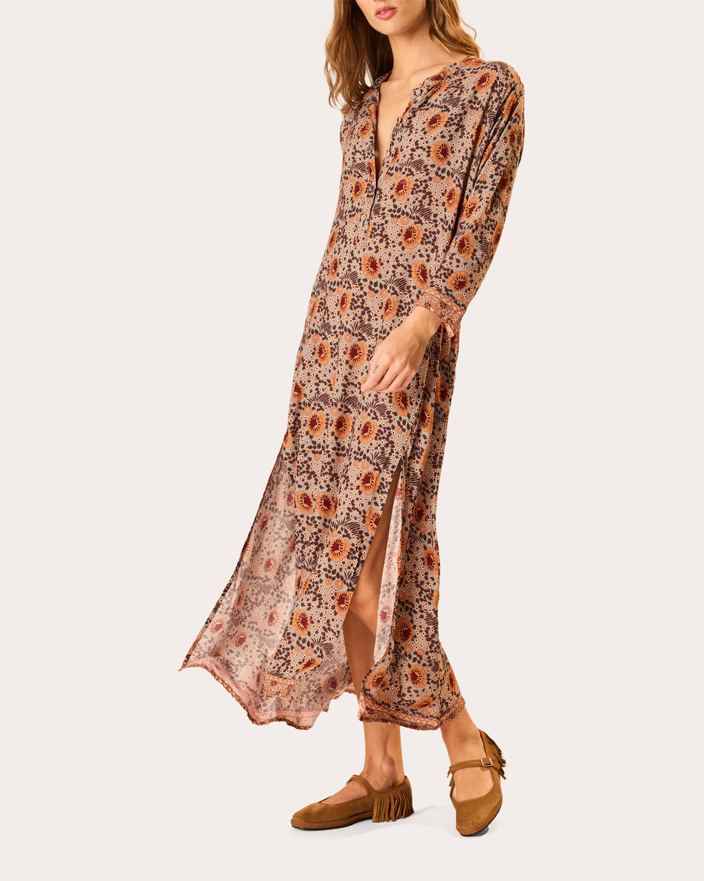 Isobel Floral Kaftan Midi Dress